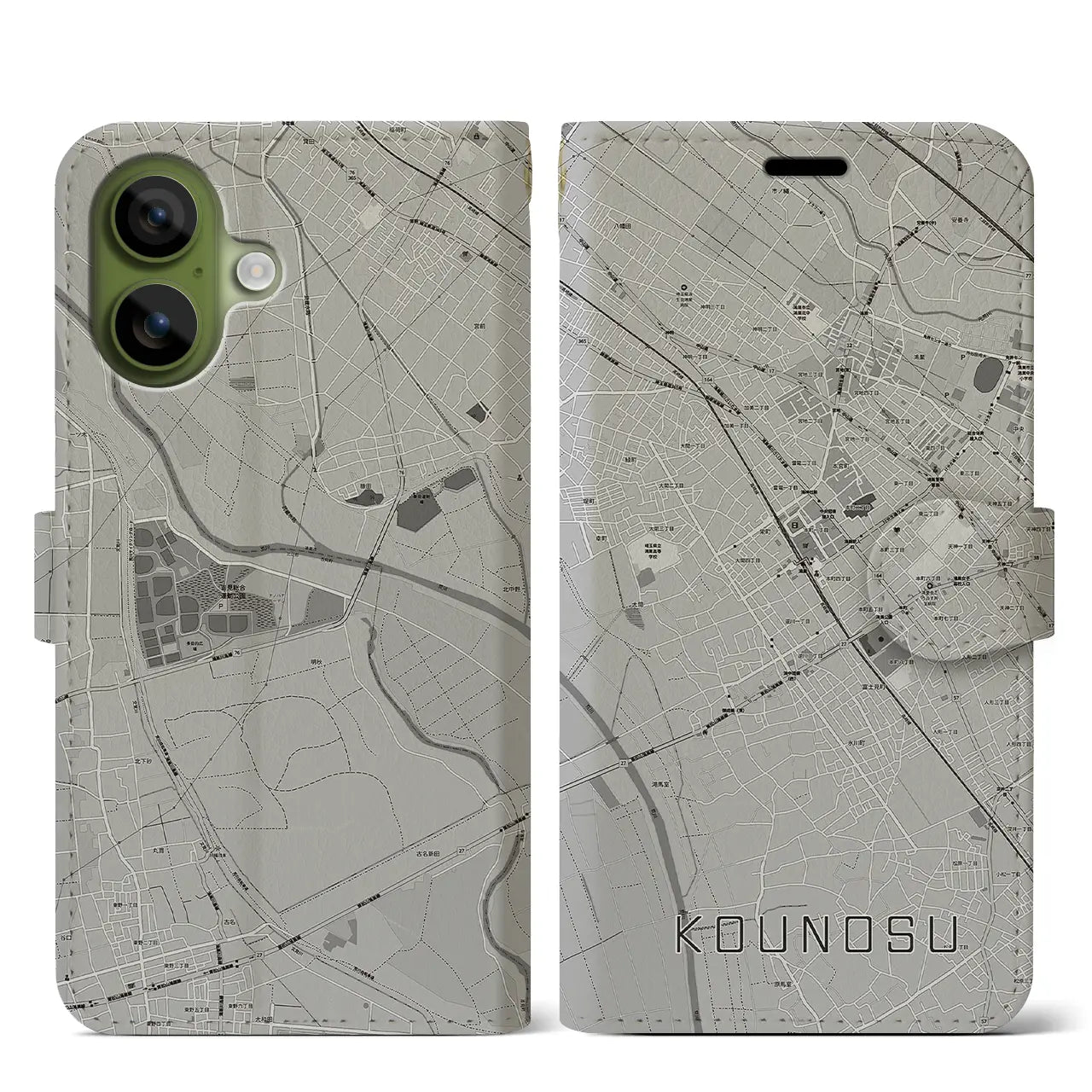 【鴻巣(埼玉県)】地図柄iPhoneケース(手帳タイプ)