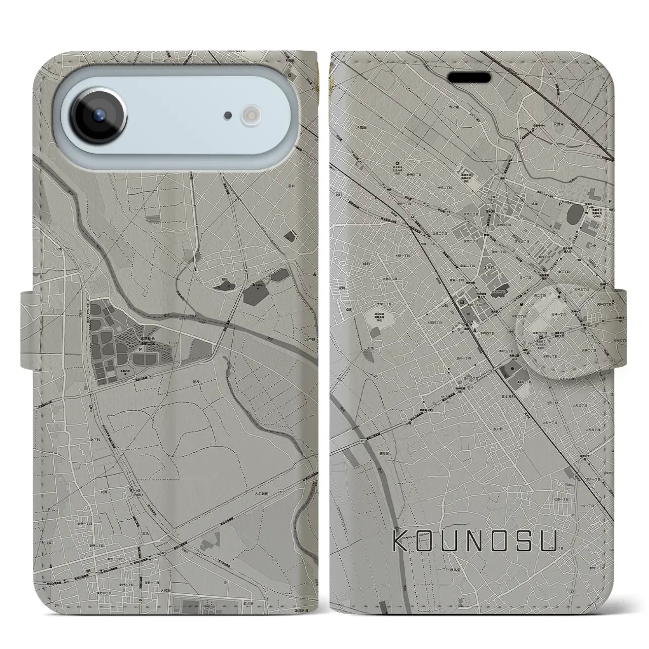 【鴻巣(埼玉県)】地図柄iPhoneケース(手帳タイプ)