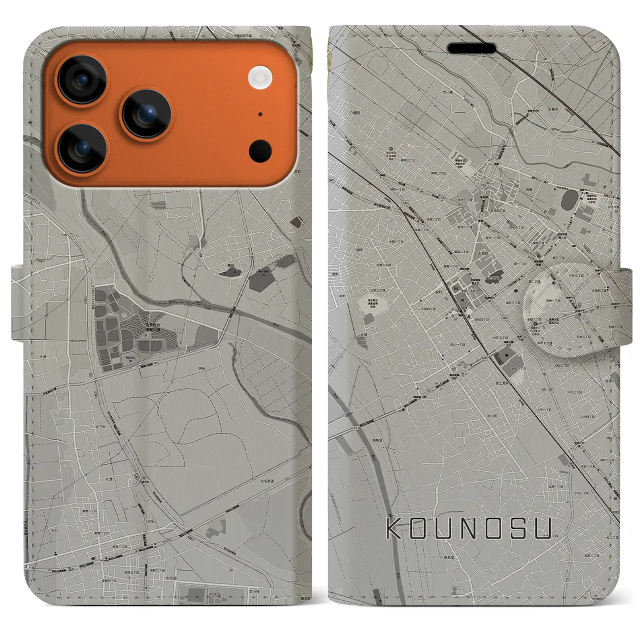 【鴻巣(埼玉県)】地図柄iPhoneケース(手帳タイプ)