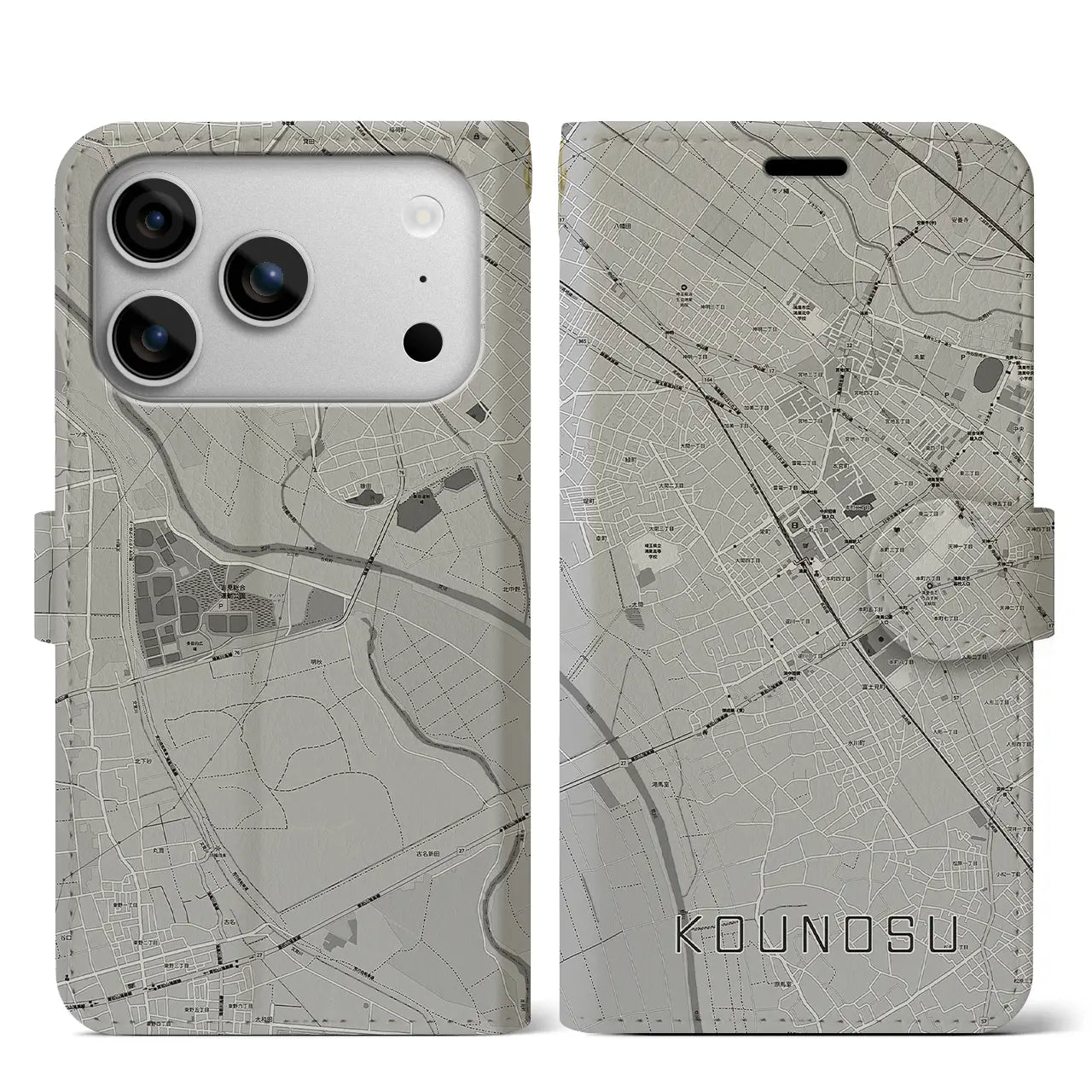 【鴻巣(埼玉県)】地図柄iPhoneケース(手帳タイプ)