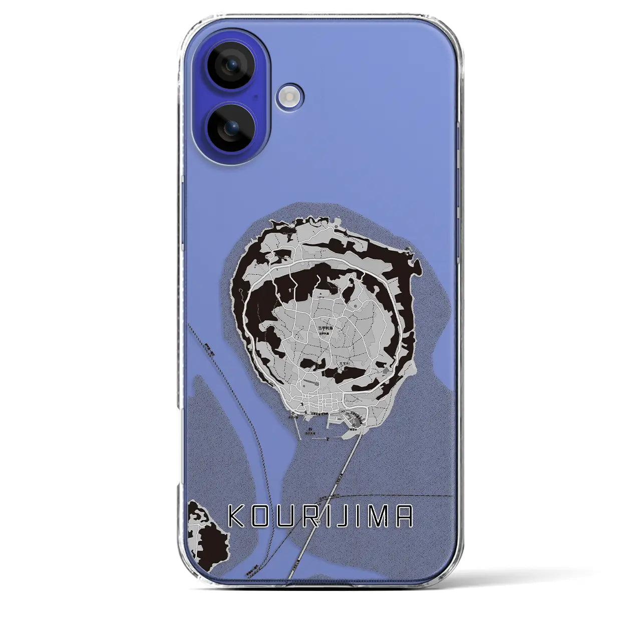 【古宇利島(沖縄県)】地図柄iPhoneケース(クリアタイプ)モノトーン・iPhone 16 Pro Max 用
