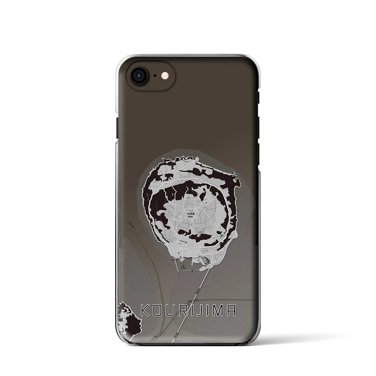 【古宇利島(沖縄県)】地図柄iPhoneケース(クリアタイプ)モノトーン・iPhone SE(第3 / 第2世代) / 8 / 7 / 6s / 6 用