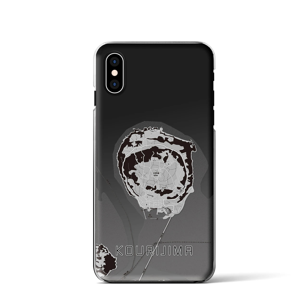 【古宇利島(沖縄県)】地図柄iPhoneケース(クリアタイプ)モノトーン・iPhone XS / X 用