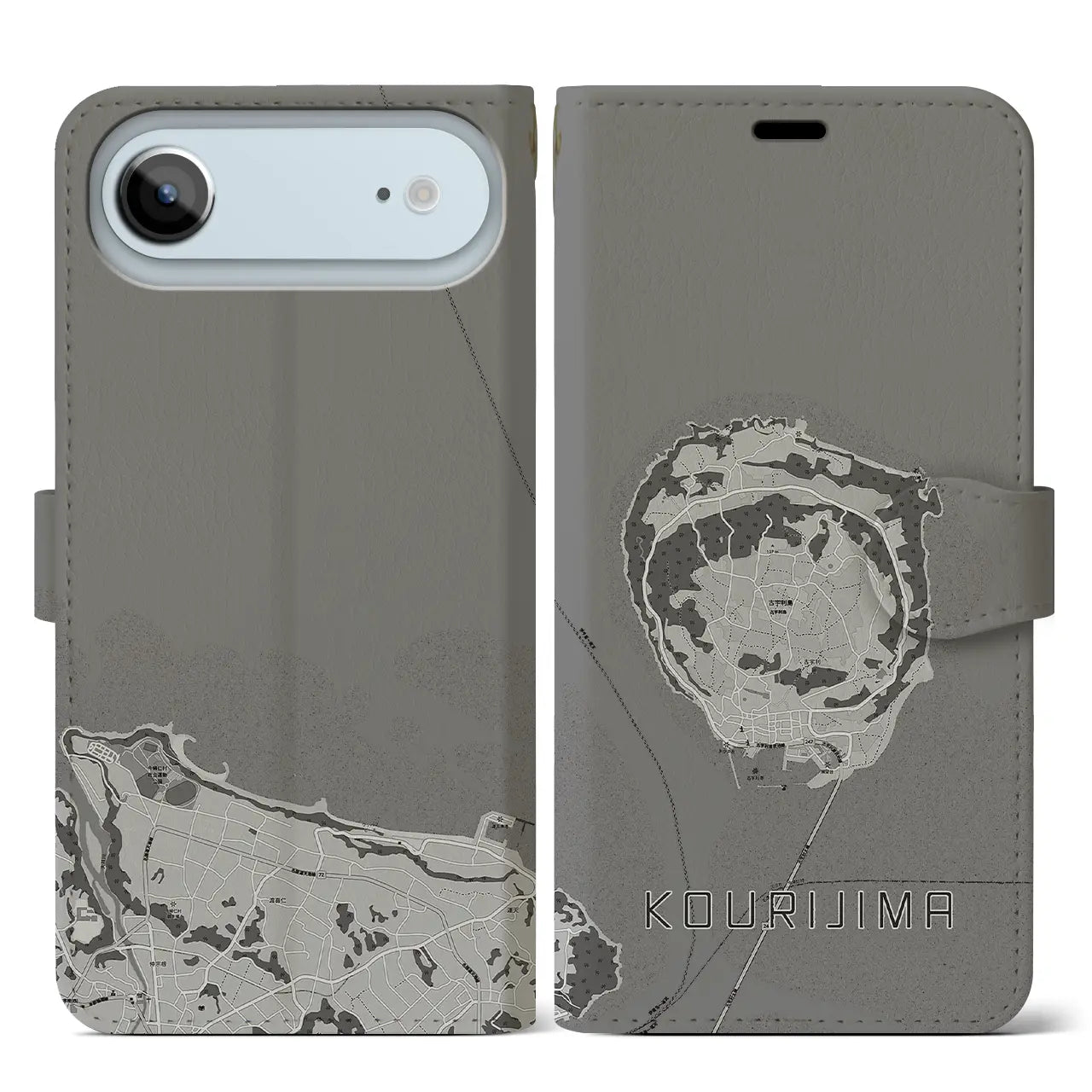 【古宇利島(沖縄県)】地図柄iPhoneケース(手帳タイプ)