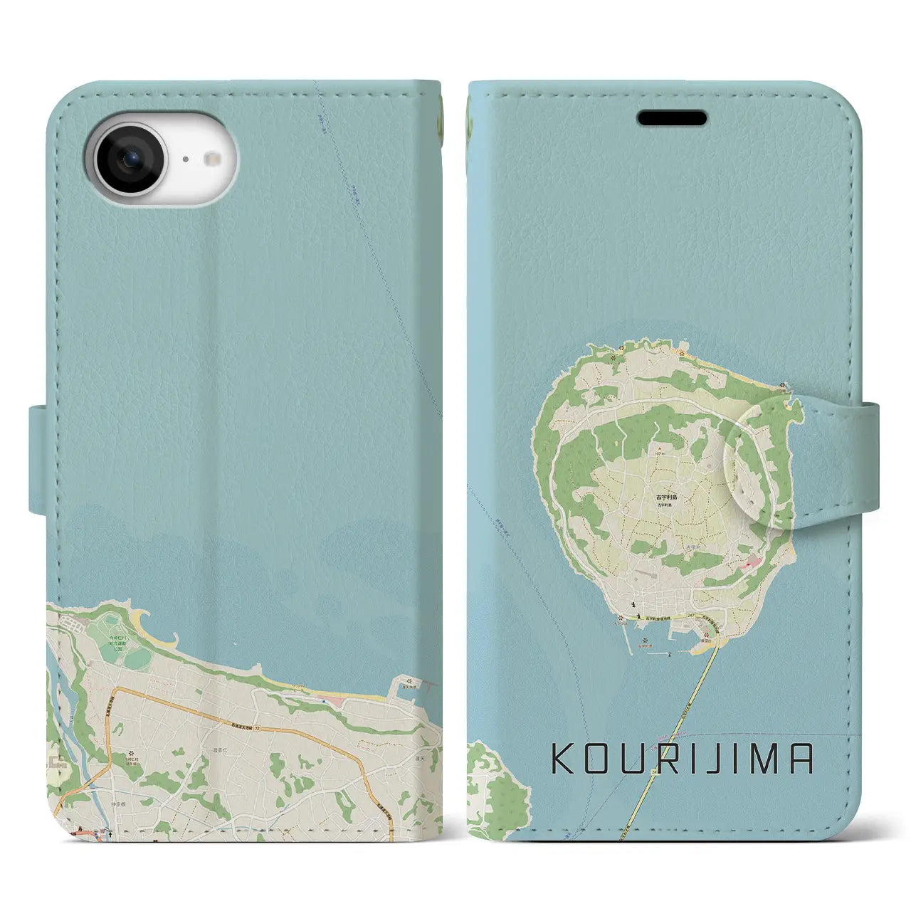 【古宇利島(沖縄県)】地図柄iPhoneケース(手帳タイプ)