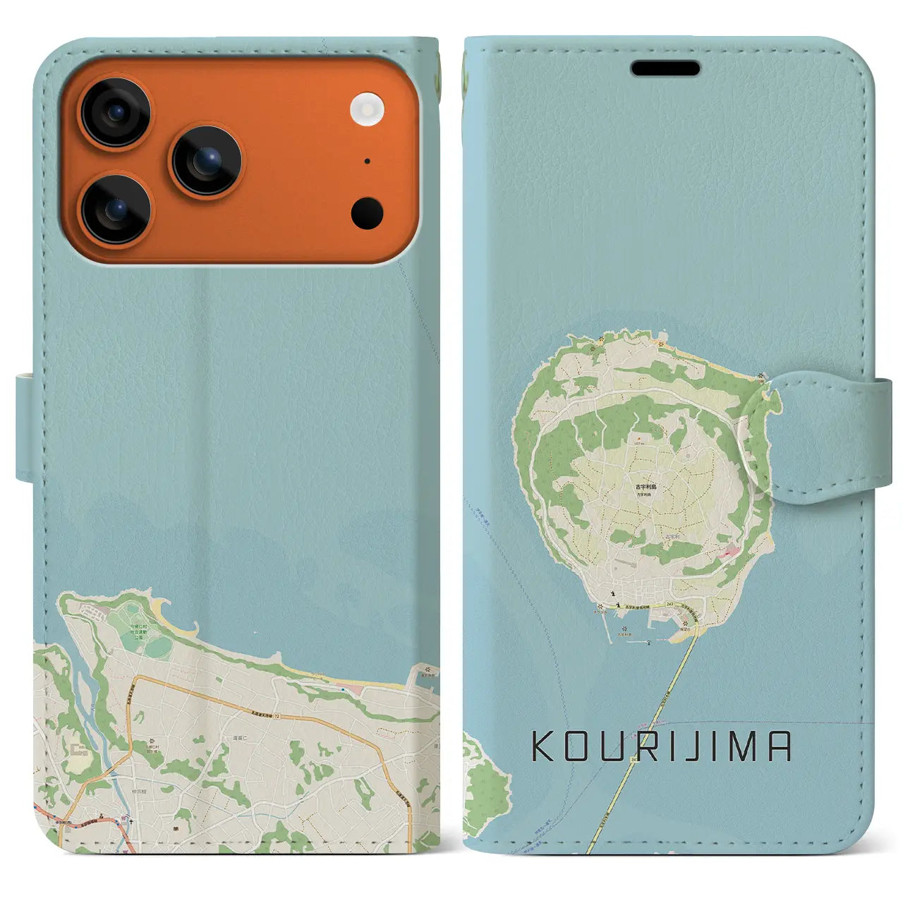 【古宇利島(沖縄県)】地図柄iPhoneケース(手帳タイプ)