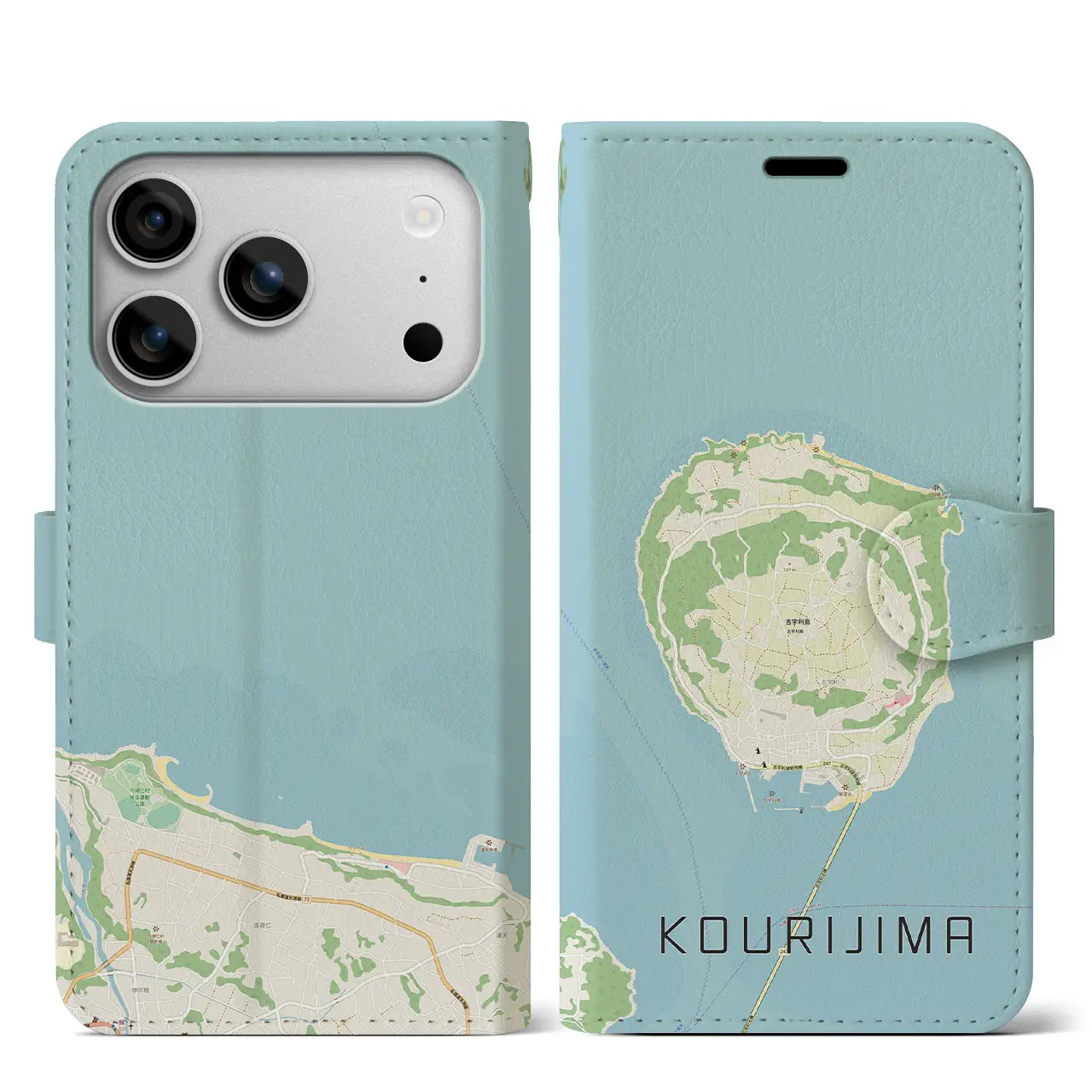 【古宇利島(沖縄県)】地図柄iPhoneケース(手帳タイプ)