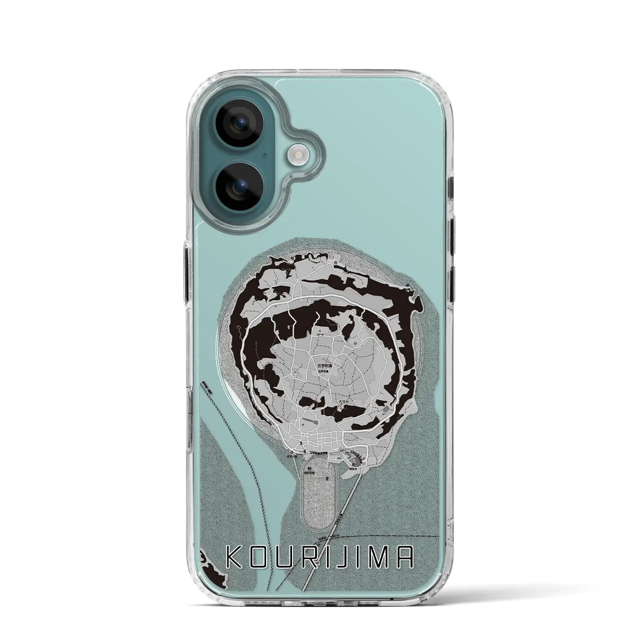 【古宇利島(沖縄県)】地図柄iPhoneケース(MagSafeタイプ)モノトーン・iPhone 16 Pro 用