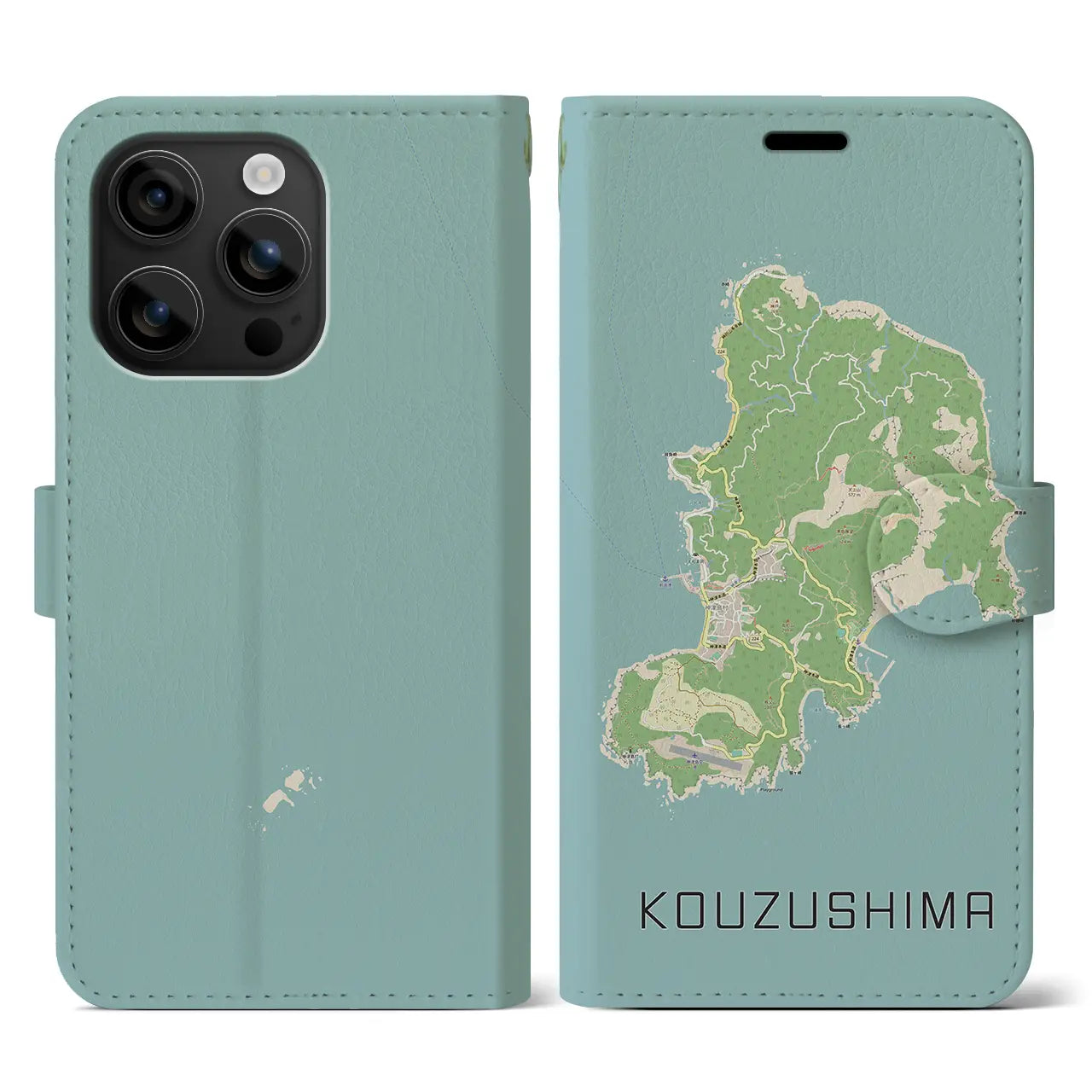 【神津島(東京都)】地図柄iPhoneケース(手帳タイプ)ナチュラル・iPhone 16 用