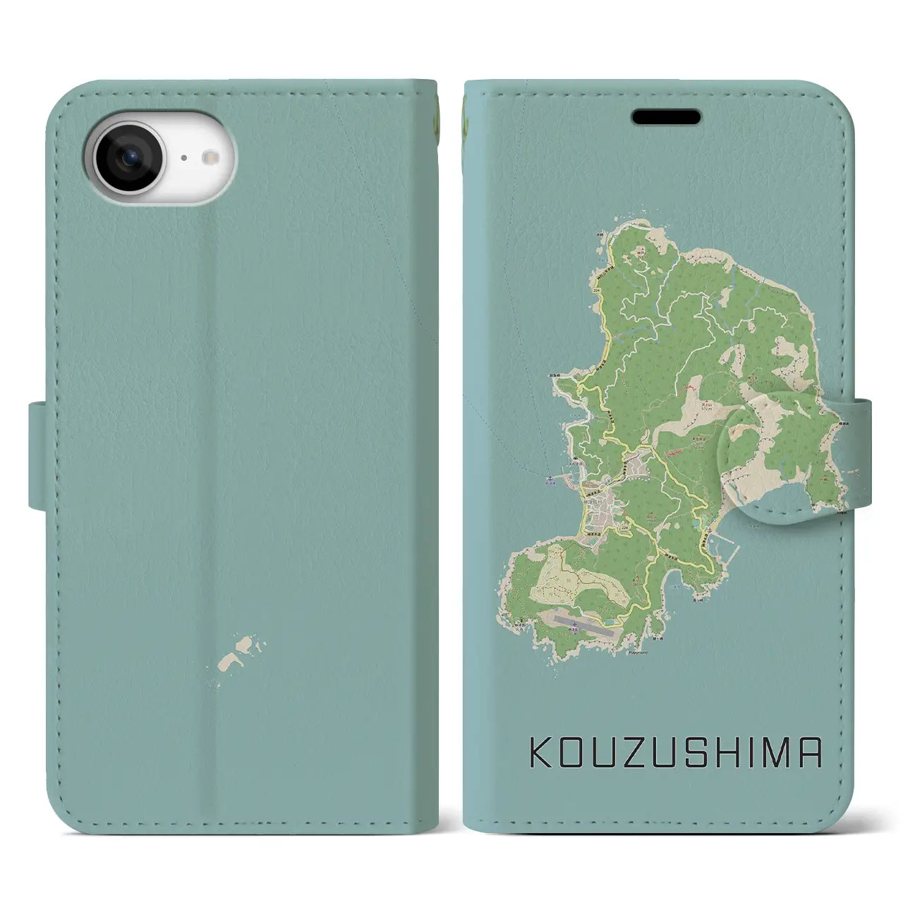 【神津島(東京都)】地図柄iPhoneケース(手帳タイプ)