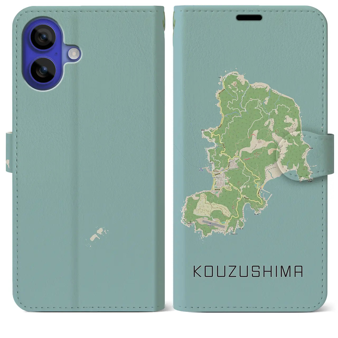 【神津島(東京都)】地図柄iPhoneケース(手帳タイプ)ナチュラル・iPhone 16 Pro Max 用