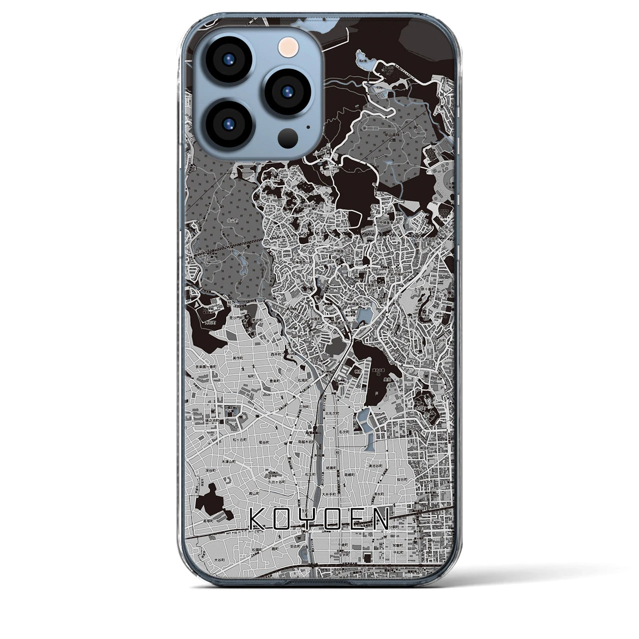 【甲陽園(兵庫県)】地図柄iPhoneケース(クリアタイプ)