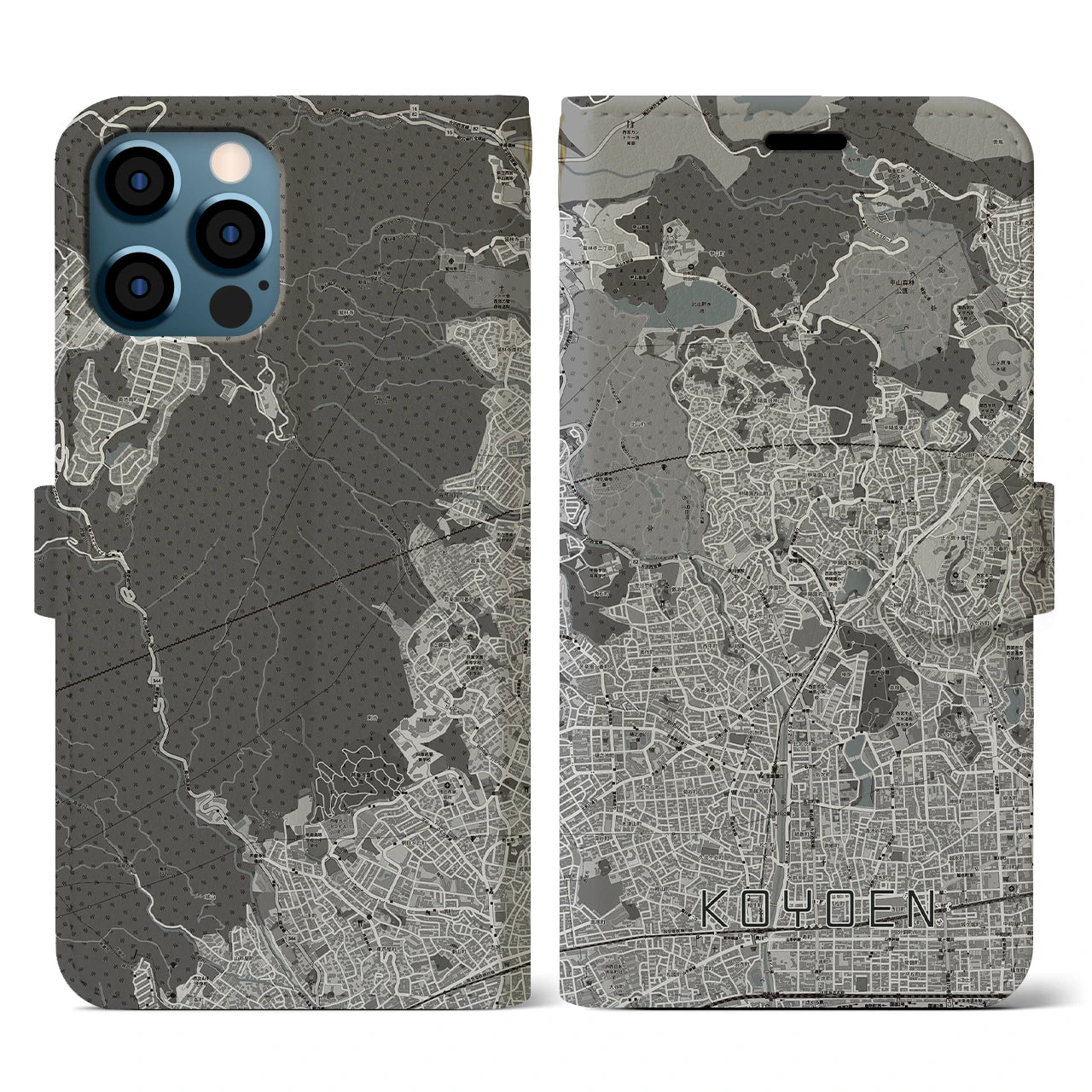 【甲陽園(兵庫県)】地図柄iPhoneケース(手帳タイプ)