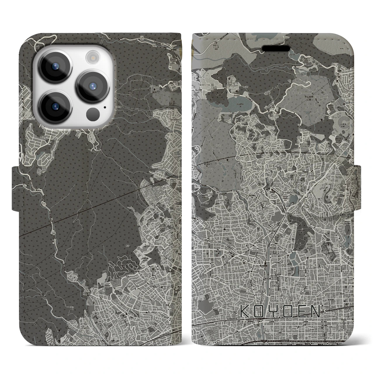 【甲陽園(兵庫県)】地図柄iPhoneケース(手帳タイプ)