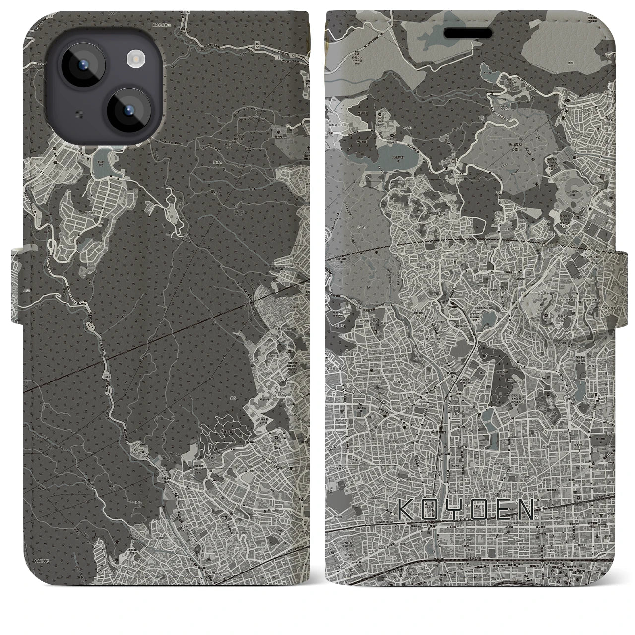 【甲陽園(兵庫県)】地図柄iPhoneケース(手帳タイプ)