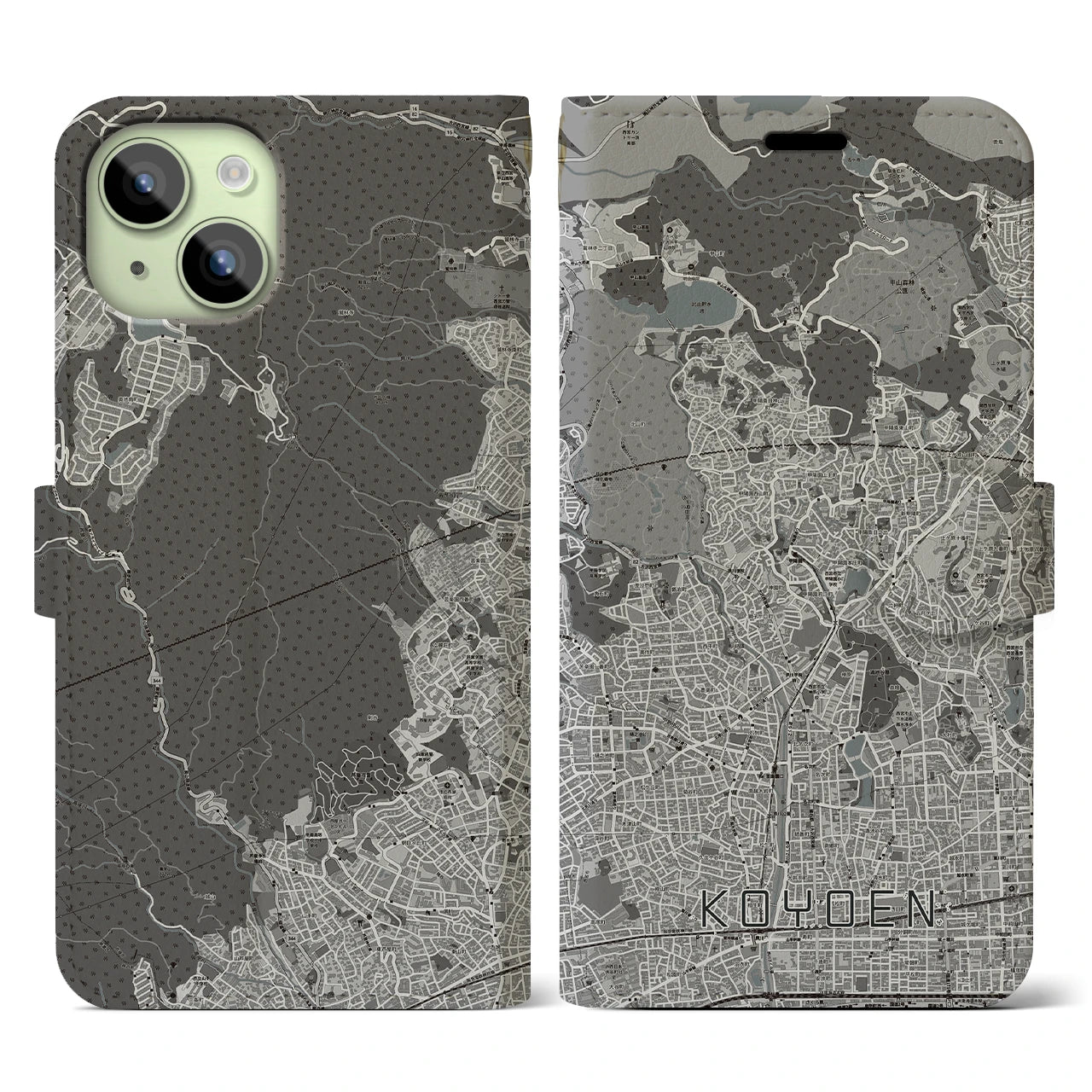 【甲陽園(兵庫県)】地図柄iPhoneケース(手帳タイプ)