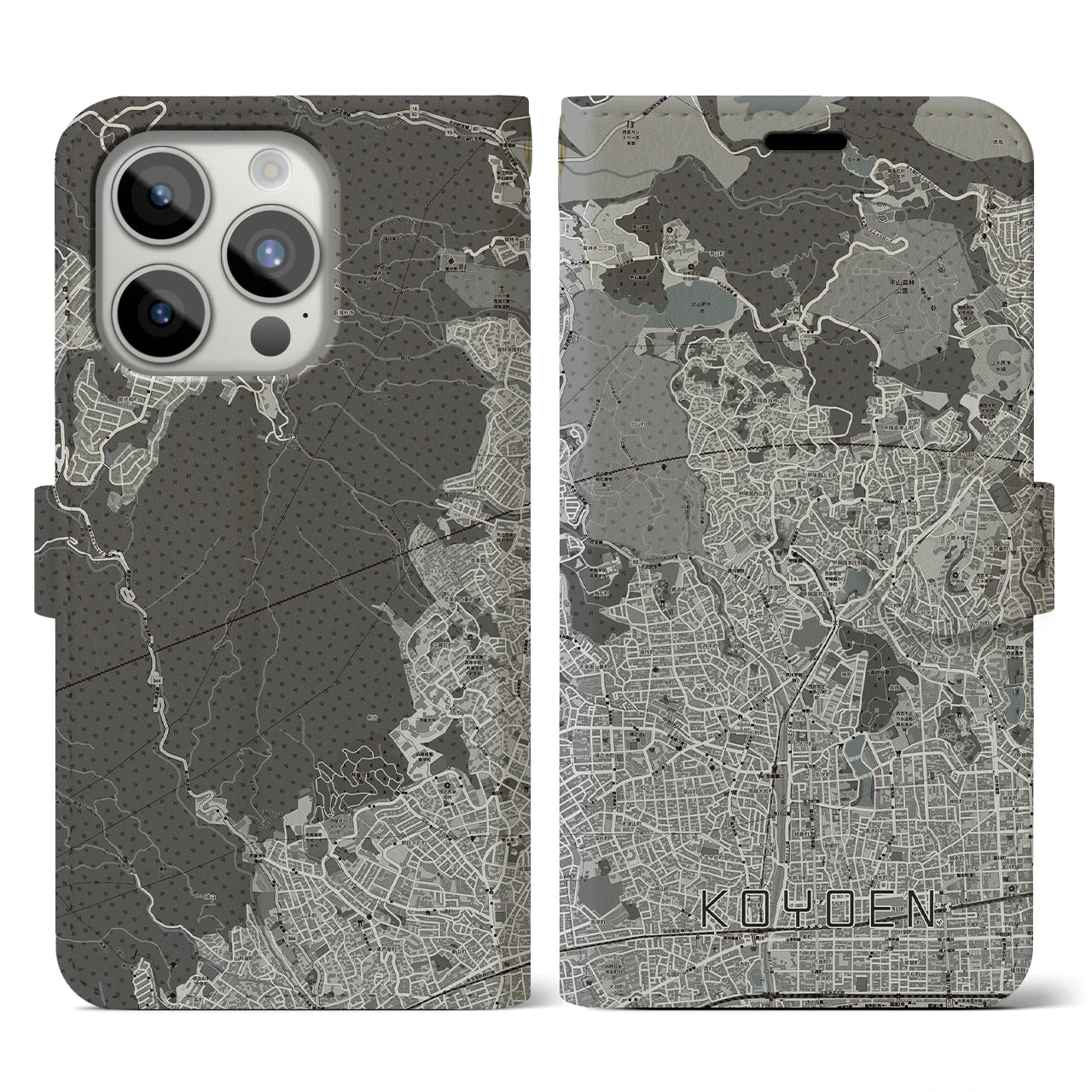 【甲陽園(兵庫県)】地図柄iPhoneケース(手帳タイプ)