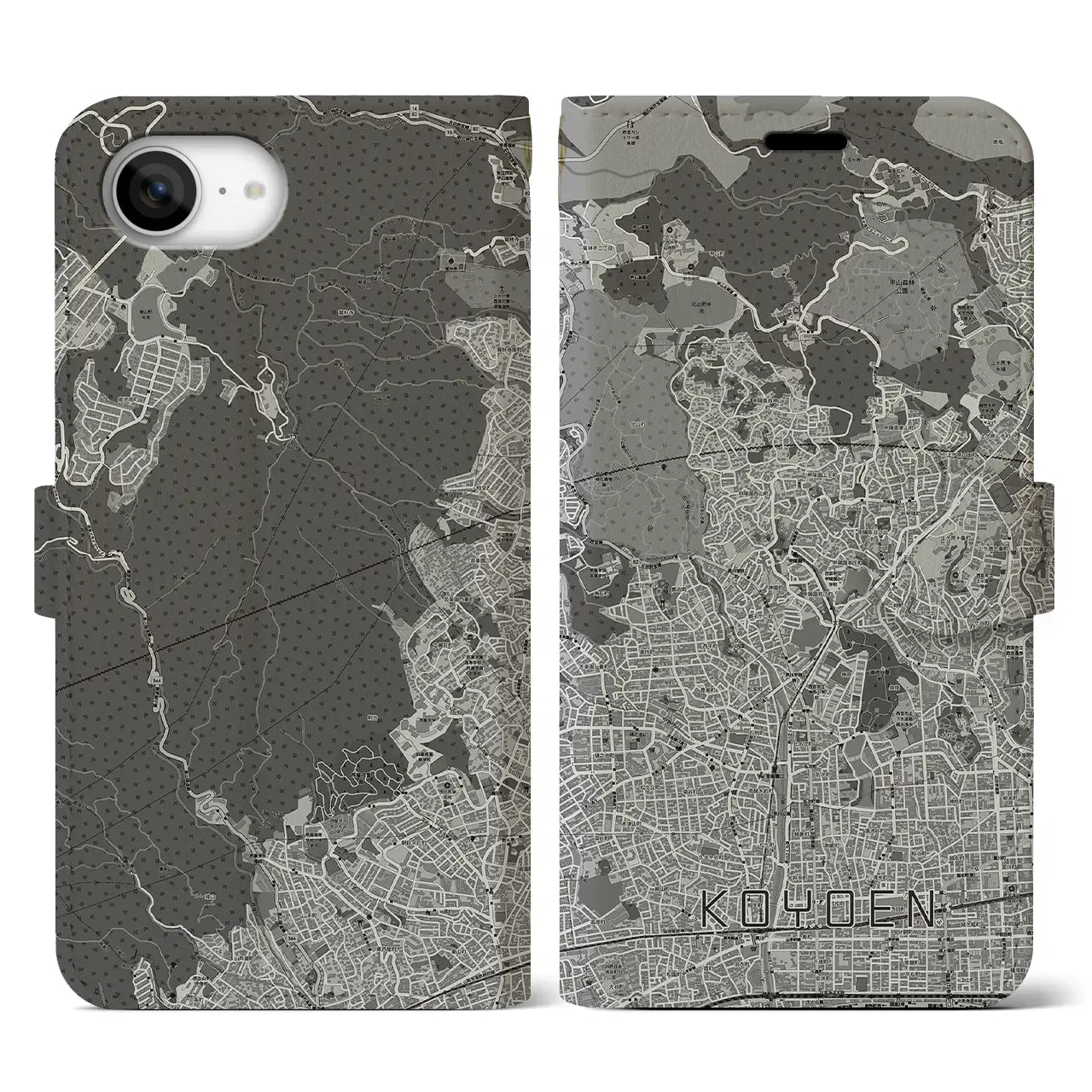 【甲陽園(兵庫県)】地図柄iPhoneケース(手帳タイプ)