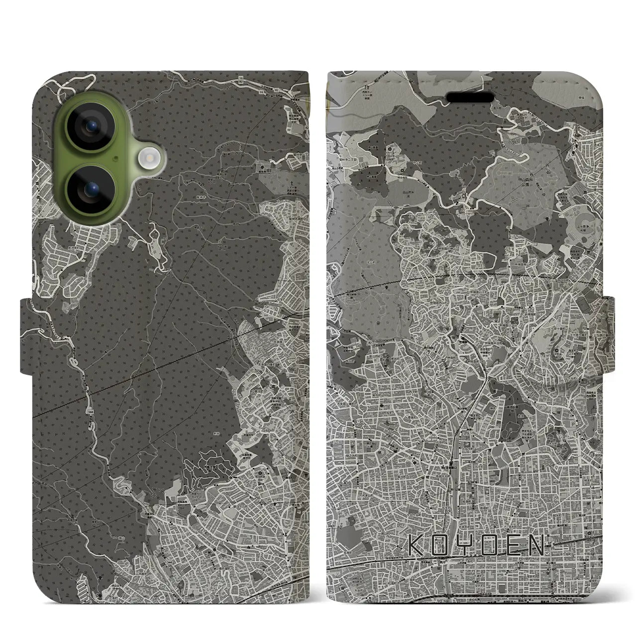 【甲陽園(兵庫県)】地図柄iPhoneケース(手帳タイプ)