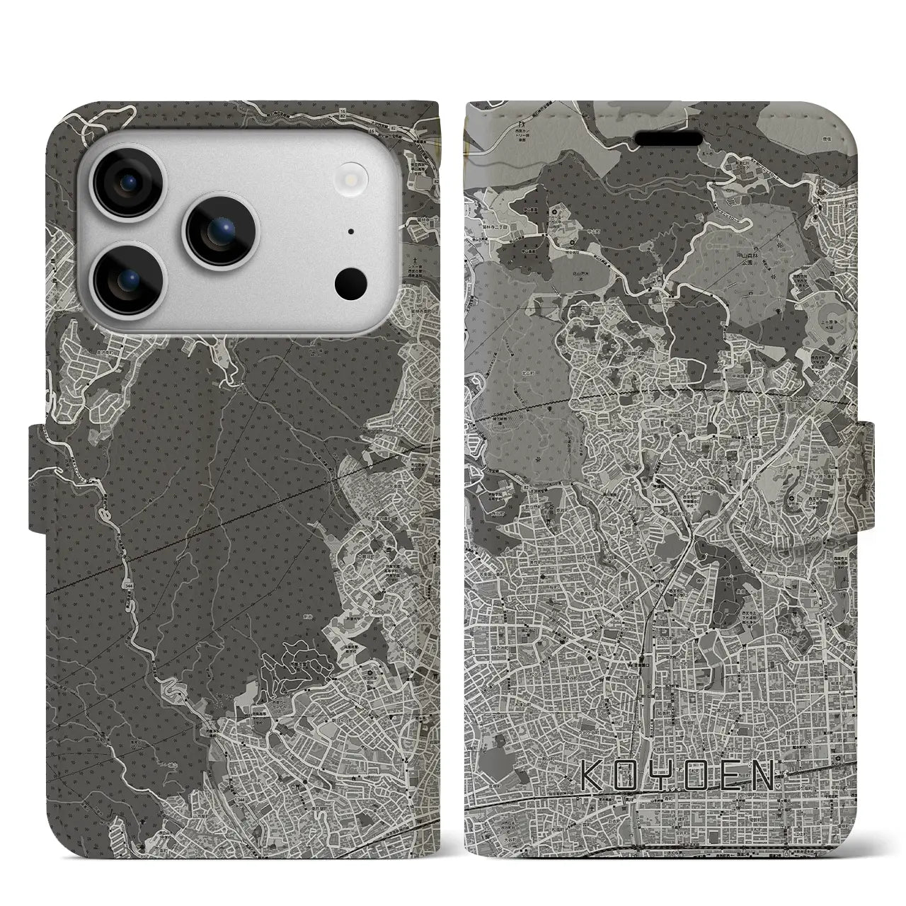 【甲陽園(兵庫県)】地図柄iPhoneケース(手帳タイプ)