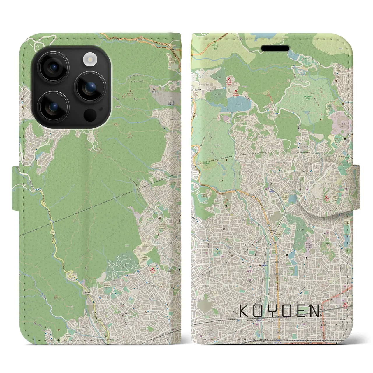 【甲陽園(兵庫県)】地図柄iPhoneケース(手帳タイプ)ナチュラル・iPhone 16 用