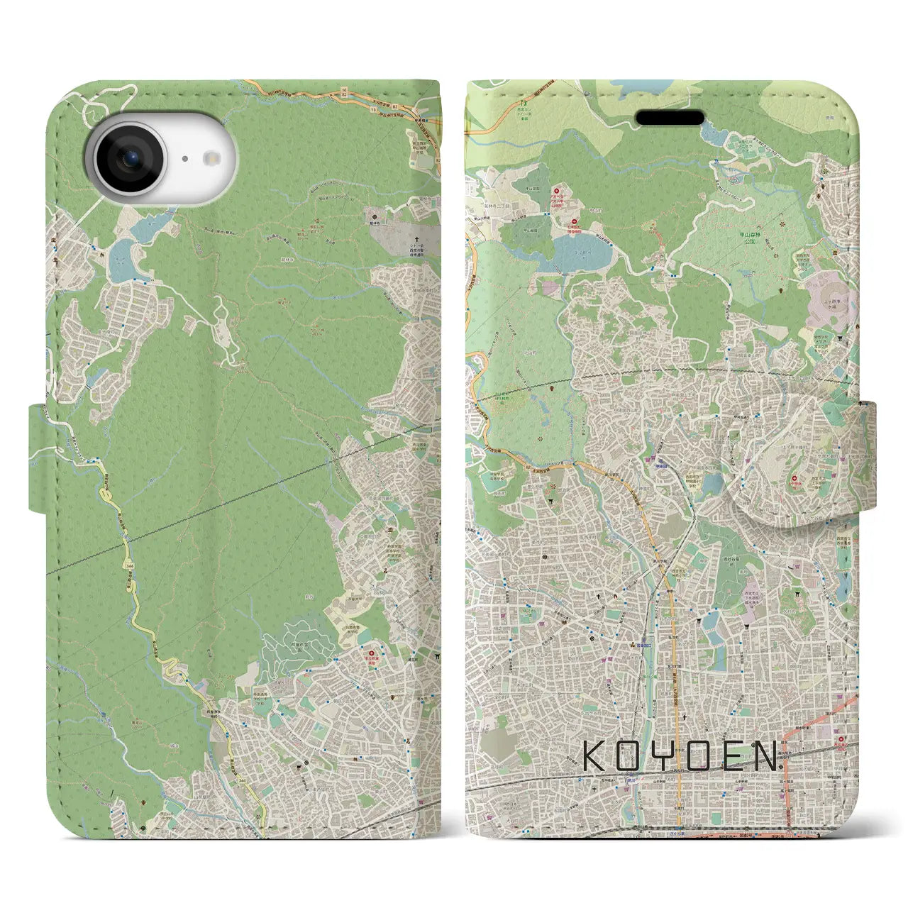 【甲陽園(兵庫県)】地図柄iPhoneケース(手帳タイプ)