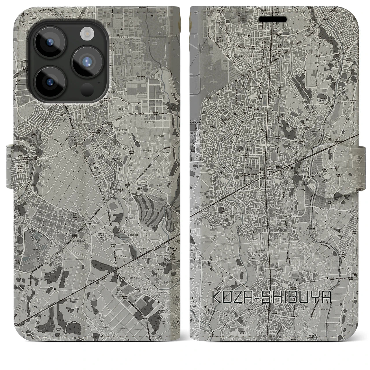 【高座渋谷(神奈川県)】地図柄iPhoneケース(手帳タイプ)