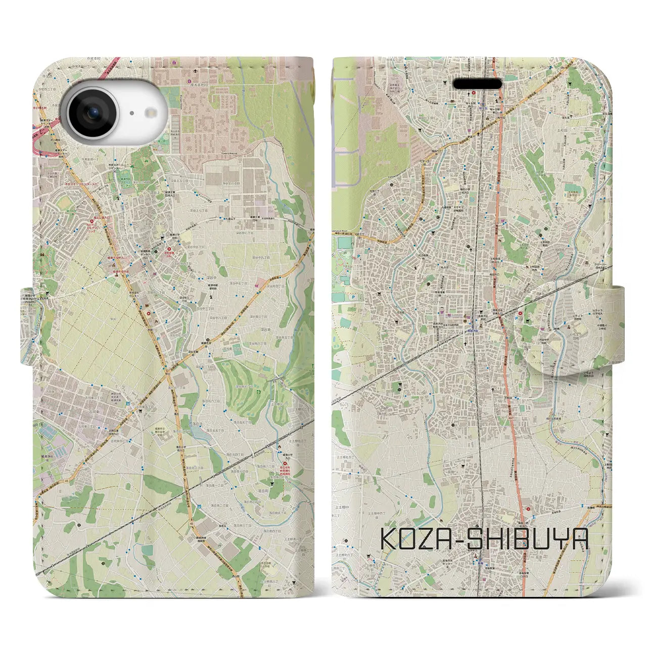 【高座渋谷(神奈川県)】地図柄iPhoneケース(手帳タイプ)