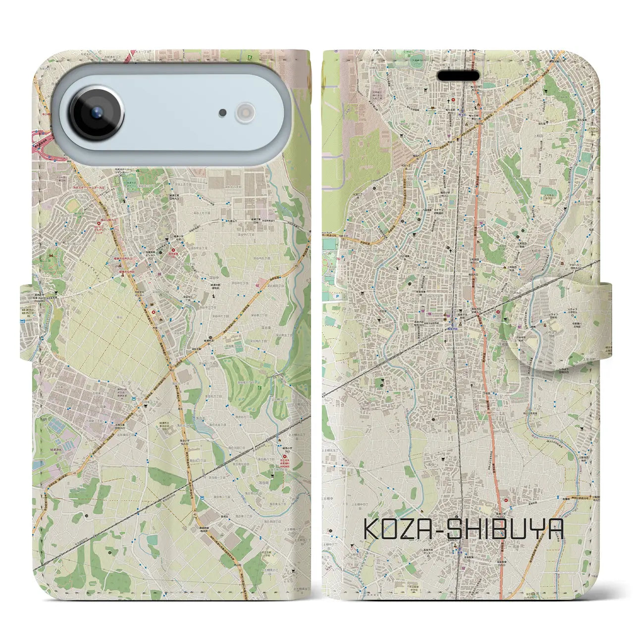 【高座渋谷(神奈川県)】地図柄iPhoneケース(手帳タイプ)ナチュラル・iPhone 17 Pro Max 用
