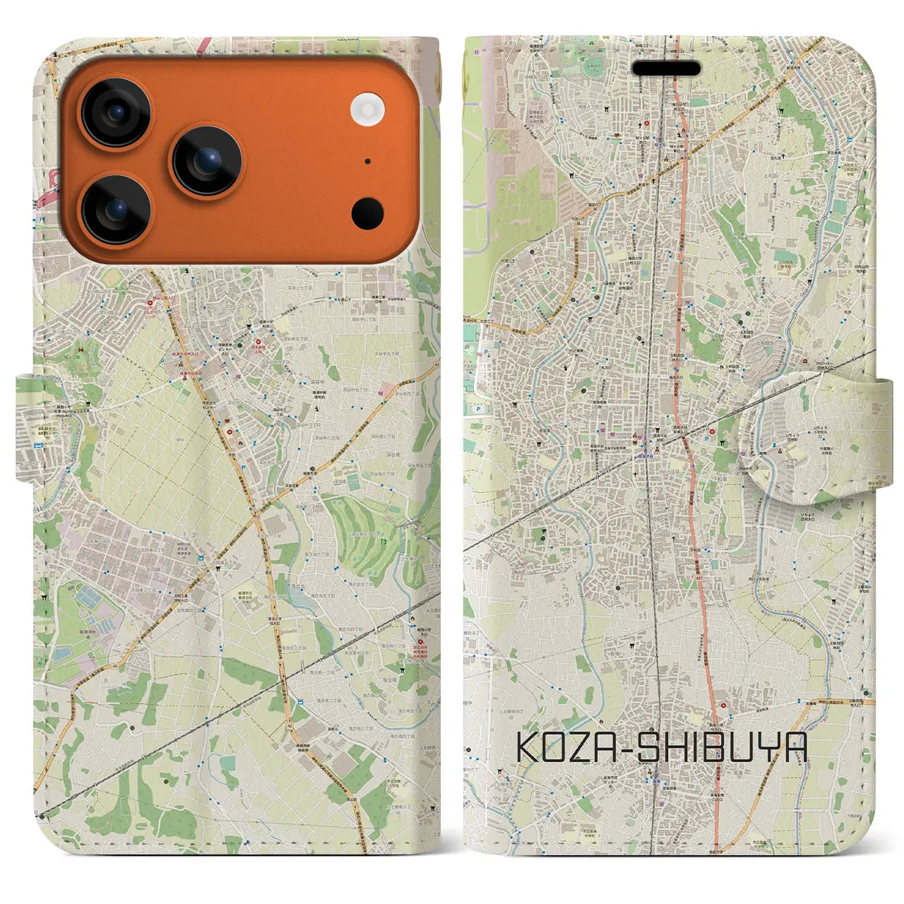 【高座渋谷(神奈川県)】地図柄iPhoneケース(手帳タイプ)モノトーン・iPhone 17 Pro Max 用