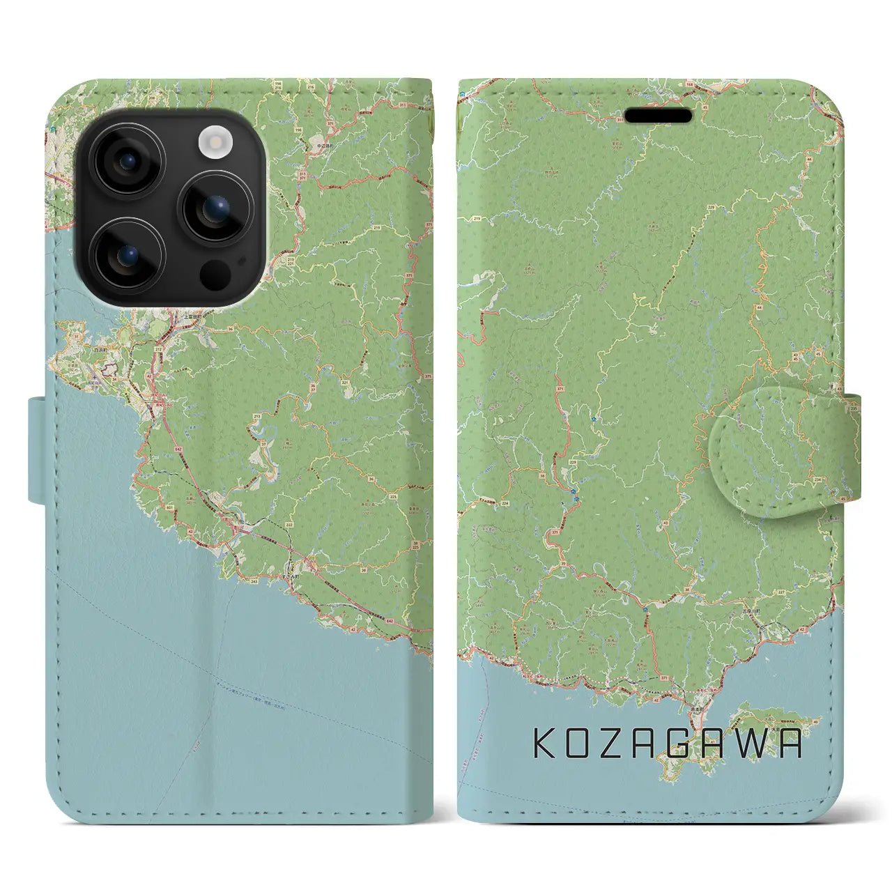 【古座川(和歌山県)】地図柄iPhoneケース(手帳タイプ)ナチュラル・iPhone 16 用