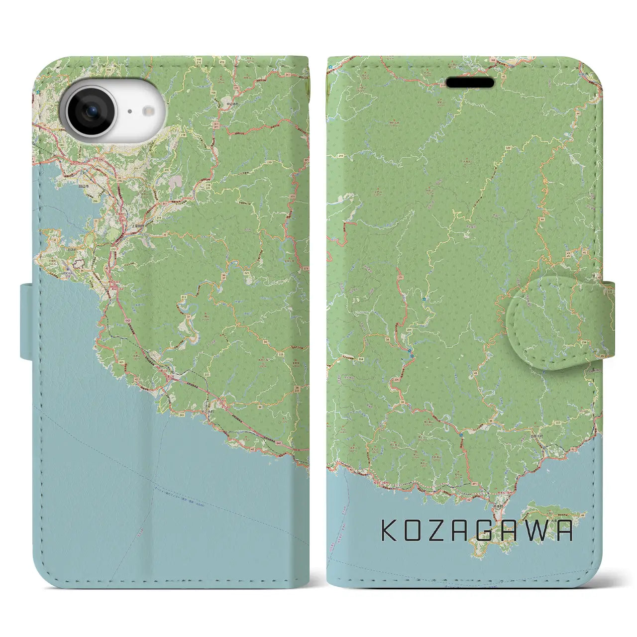 【古座川(和歌山県)】地図柄iPhoneケース(手帳タイプ)