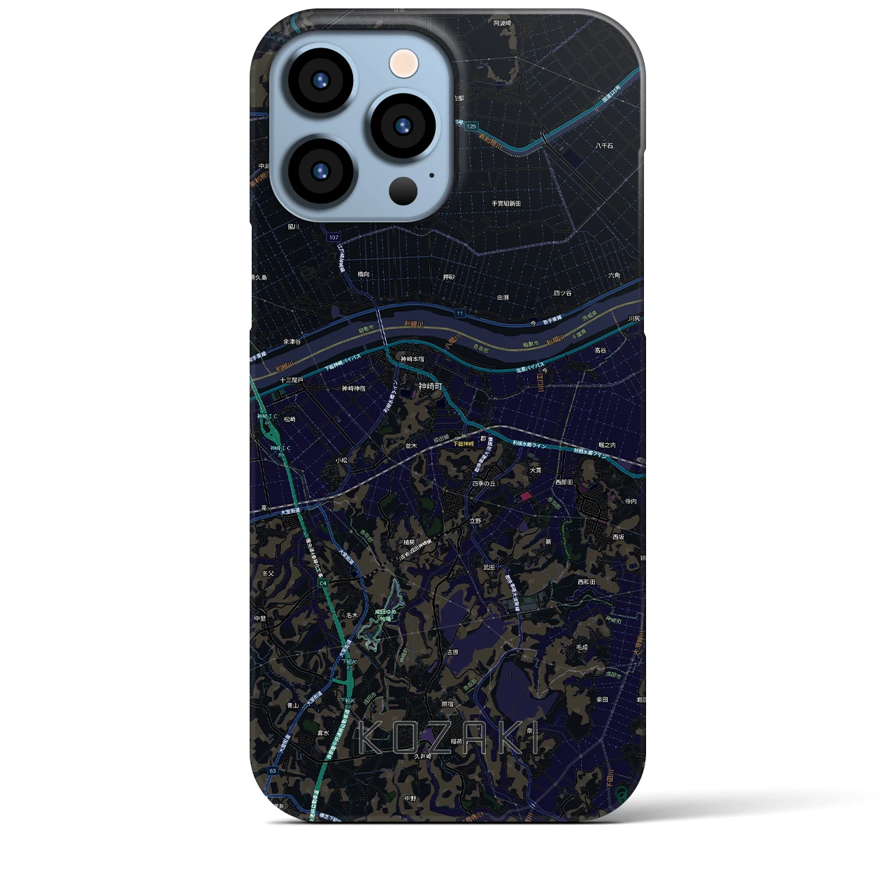 【神崎(千葉県)】地図柄iPhoneケース(バックカバータイプ)