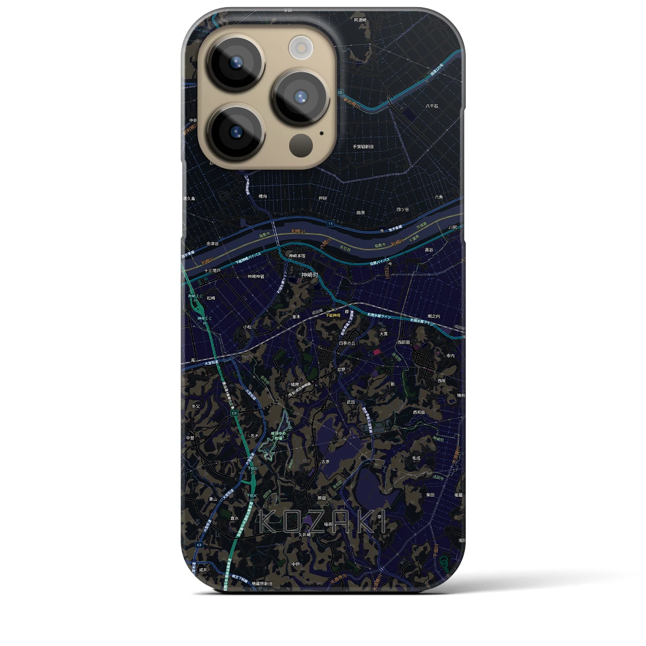 【神崎(千葉県)】地図柄iPhoneケース(バックカバータイプ)