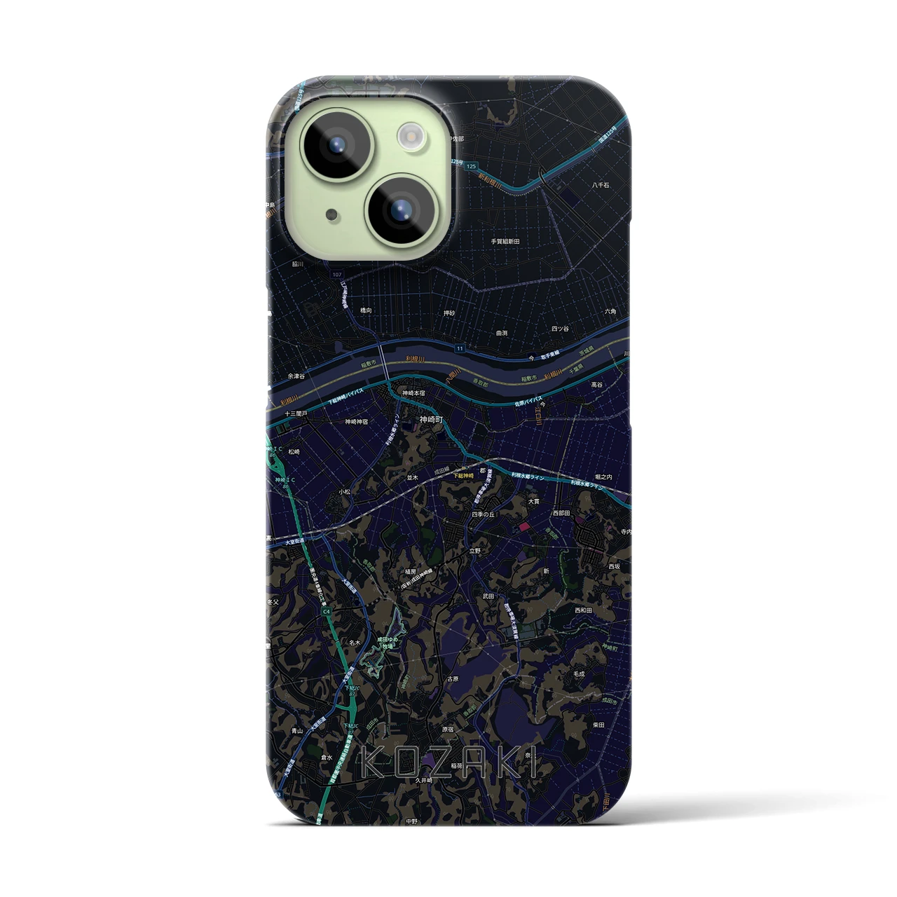 【神崎(千葉県)】地図柄iPhoneケース(バックカバータイプ)