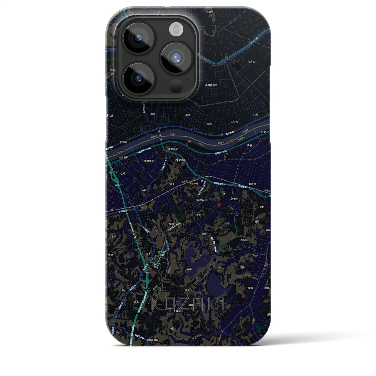 【神崎(千葉県)】地図柄iPhoneケース(バックカバータイプ)