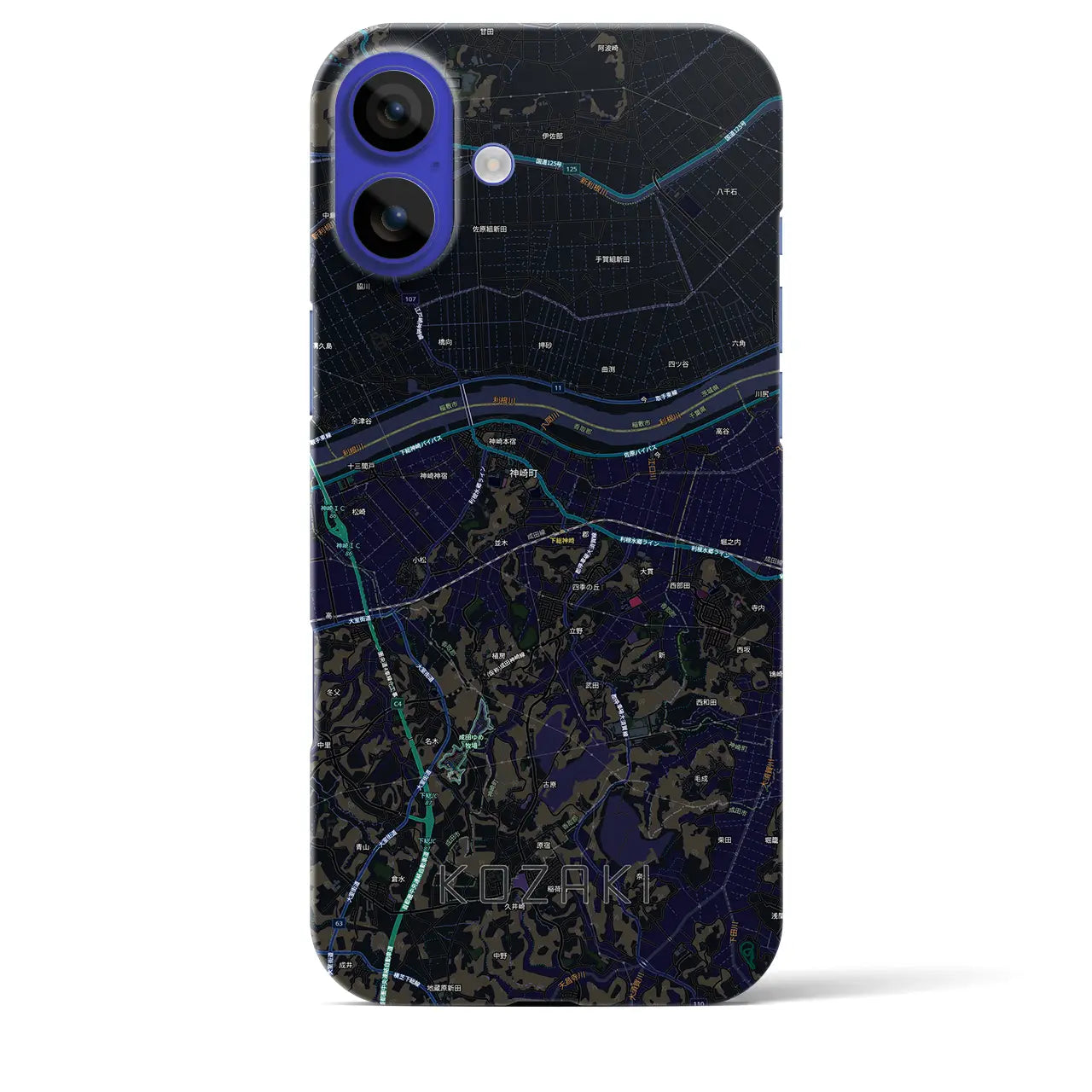 【神崎(千葉県)】地図柄iPhoneケース(バックカバータイプ)
