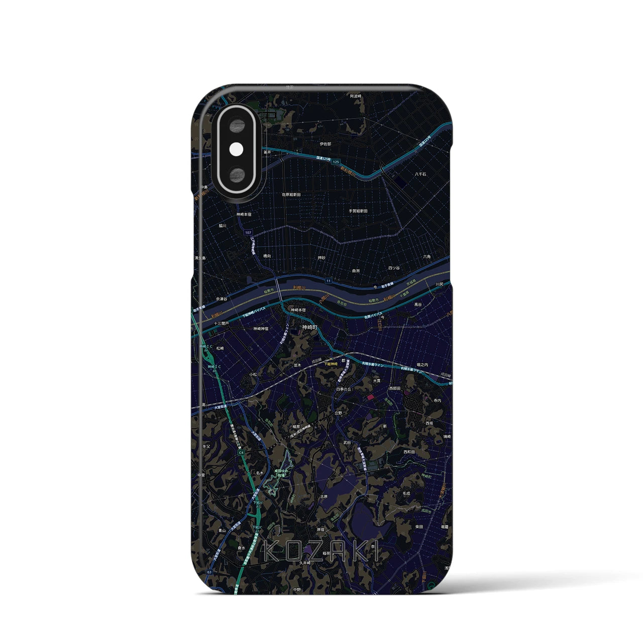 【神崎(千葉県)】地図柄iPhoneケース(バックカバータイプ)