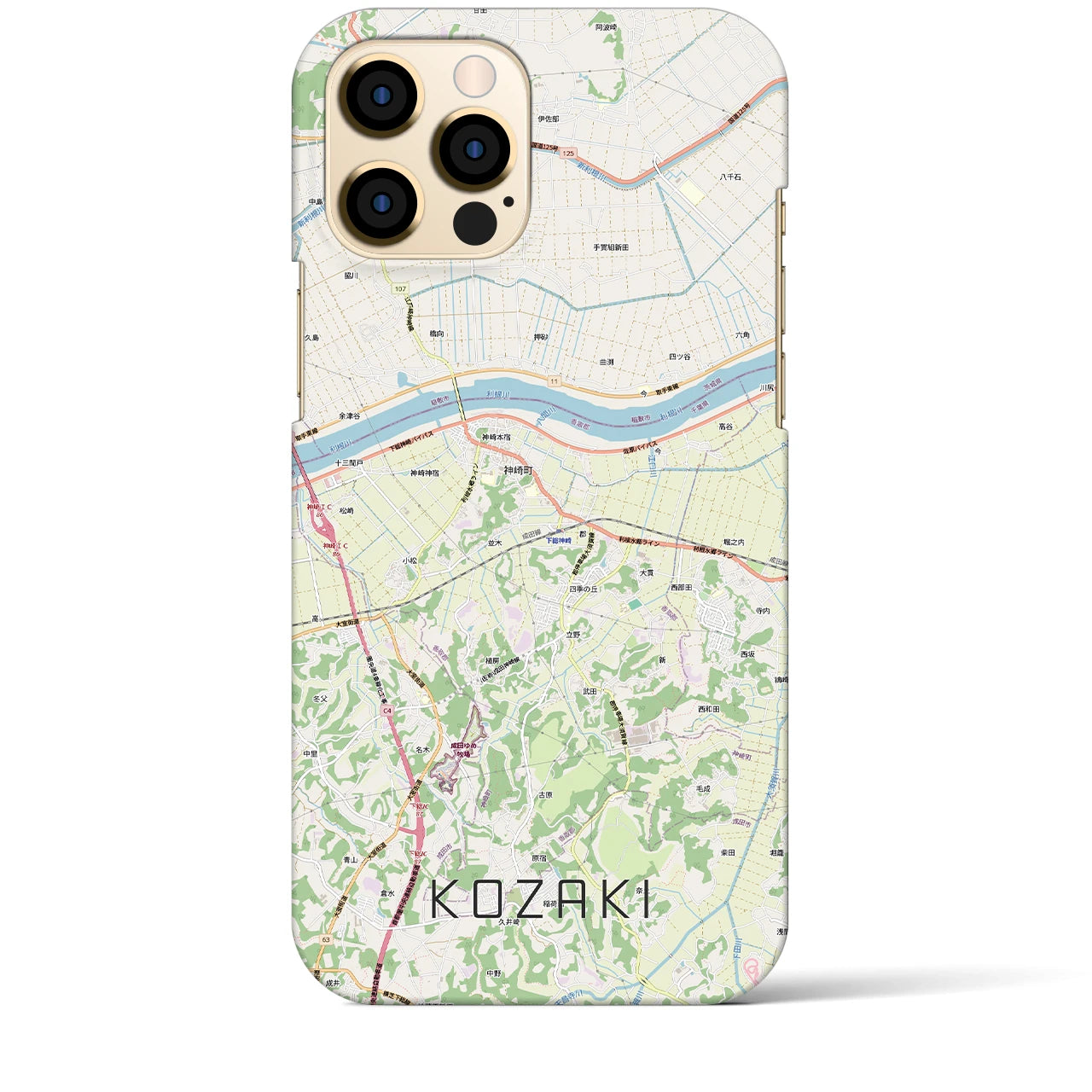 【神崎(千葉県)】地図柄iPhoneケース(バックカバータイプ)