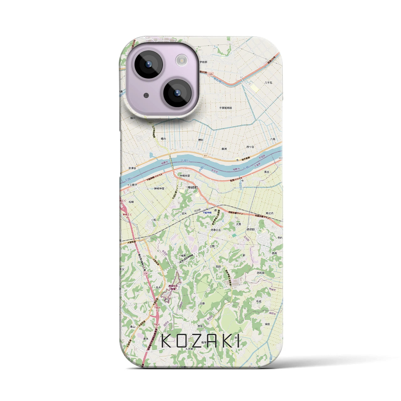 【神崎(千葉県)】地図柄iPhoneケース(バックカバータイプ)