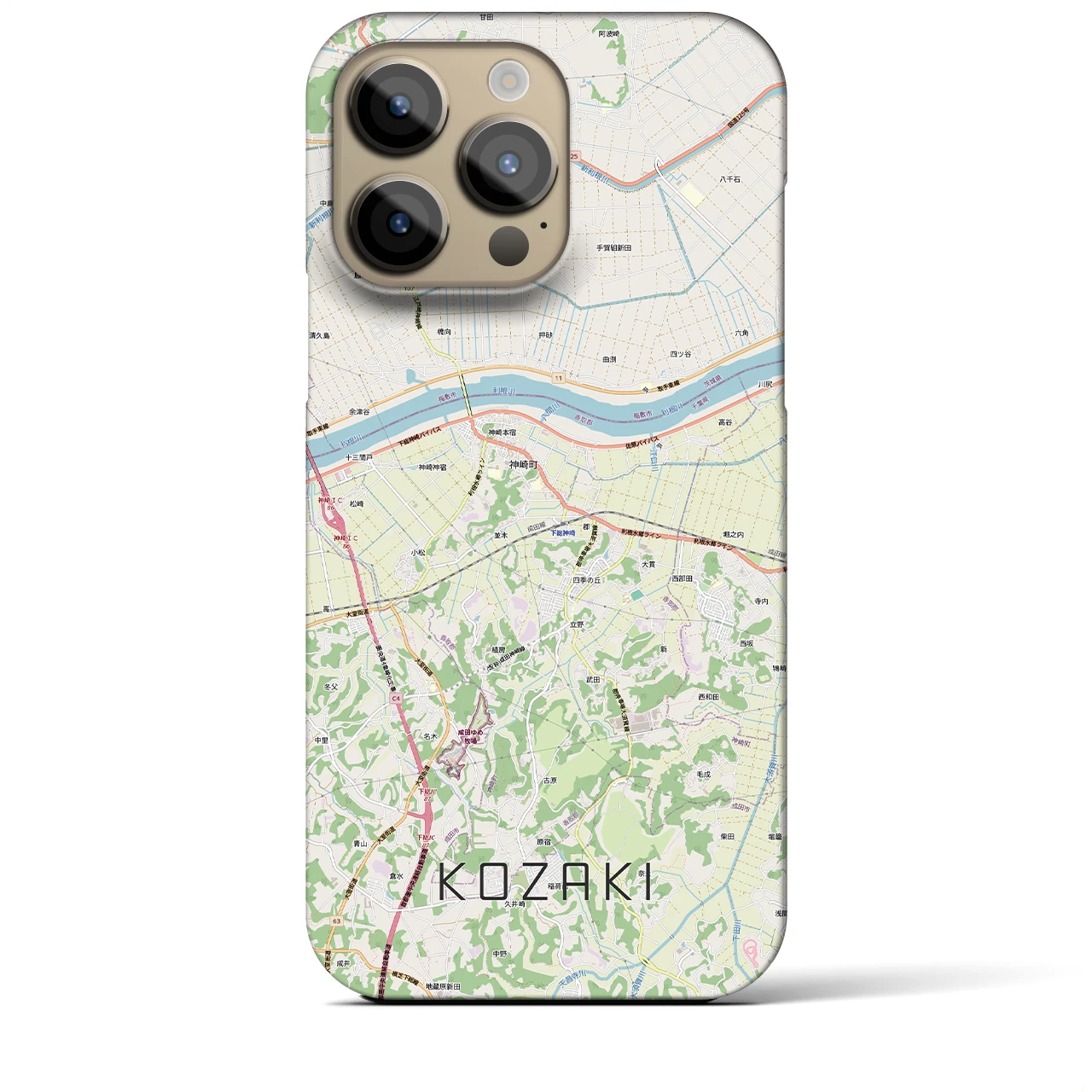 【神崎(千葉県)】地図柄iPhoneケース(バックカバータイプ)
