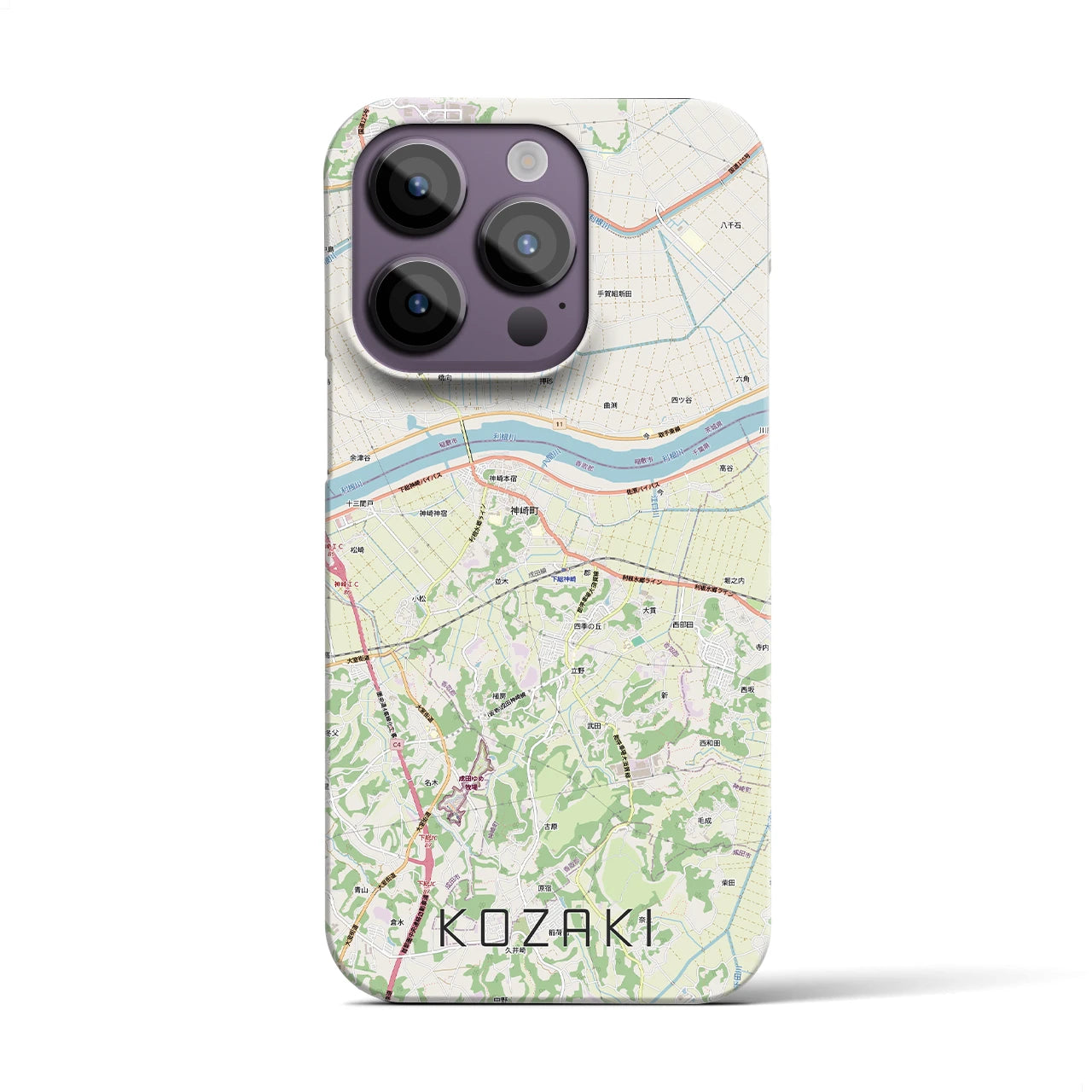 【神崎(千葉県)】地図柄iPhoneケース(バックカバータイプ)
