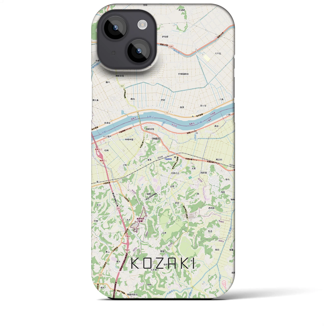 【神崎(千葉県)】地図柄iPhoneケース(バックカバータイプ)