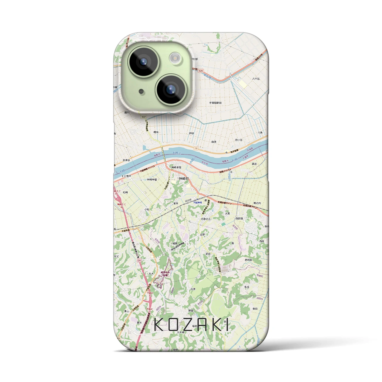 【神崎(千葉県)】地図柄iPhoneケース(バックカバータイプ)
