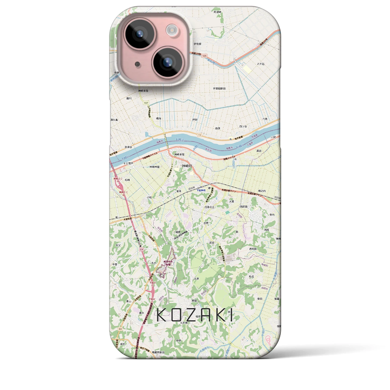 【神崎(千葉県)】地図柄iPhoneケース(バックカバータイプ)