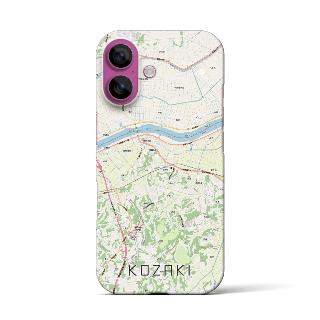 【神崎(千葉県)】地図柄iPhoneケース(バックカバータイプ)