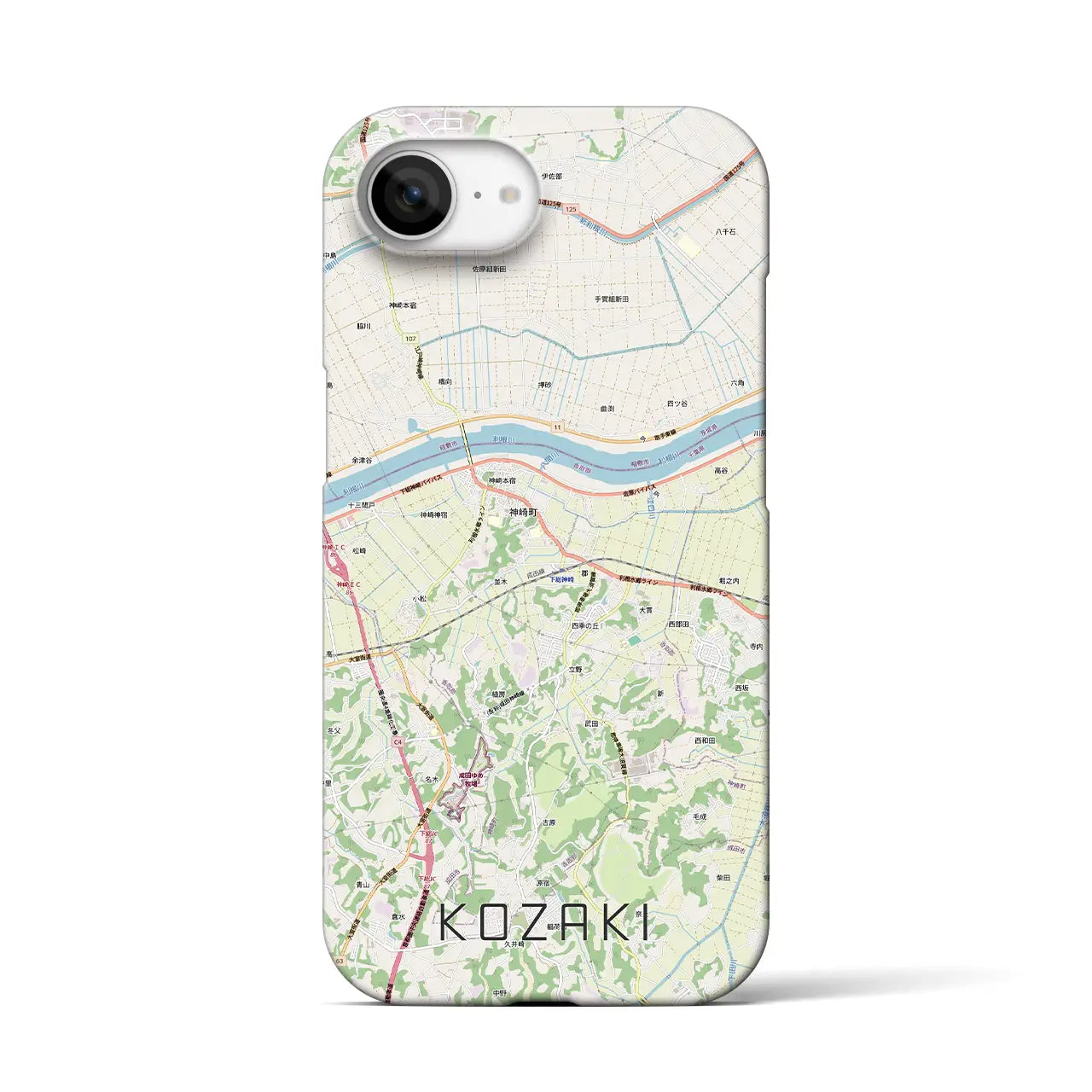 【神崎(千葉県)】地図柄iPhoneケース(バックカバータイプ)
