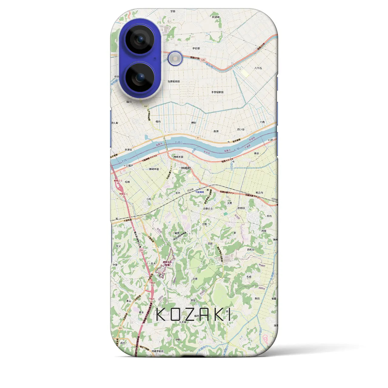 【神崎(千葉県)】地図柄iPhoneケース(バックカバータイプ)
