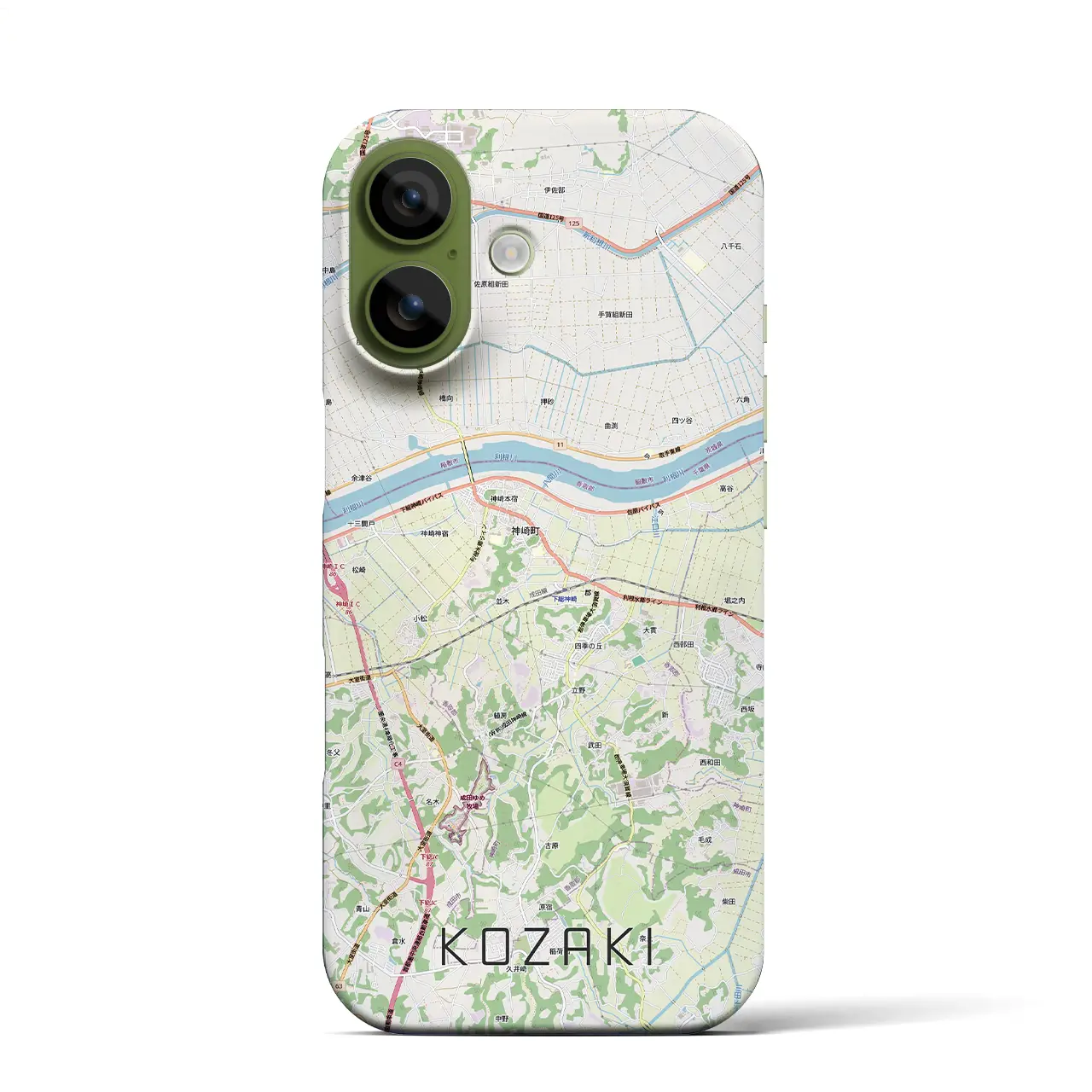 【神崎(千葉県)】地図柄iPhoneケース(バックカバータイプ)