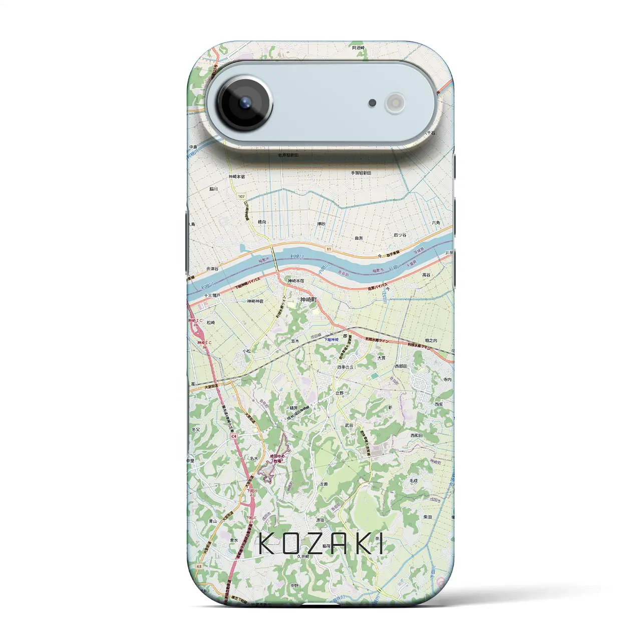 【神崎(千葉県)】地図柄iPhoneケース(バックカバータイプ)
